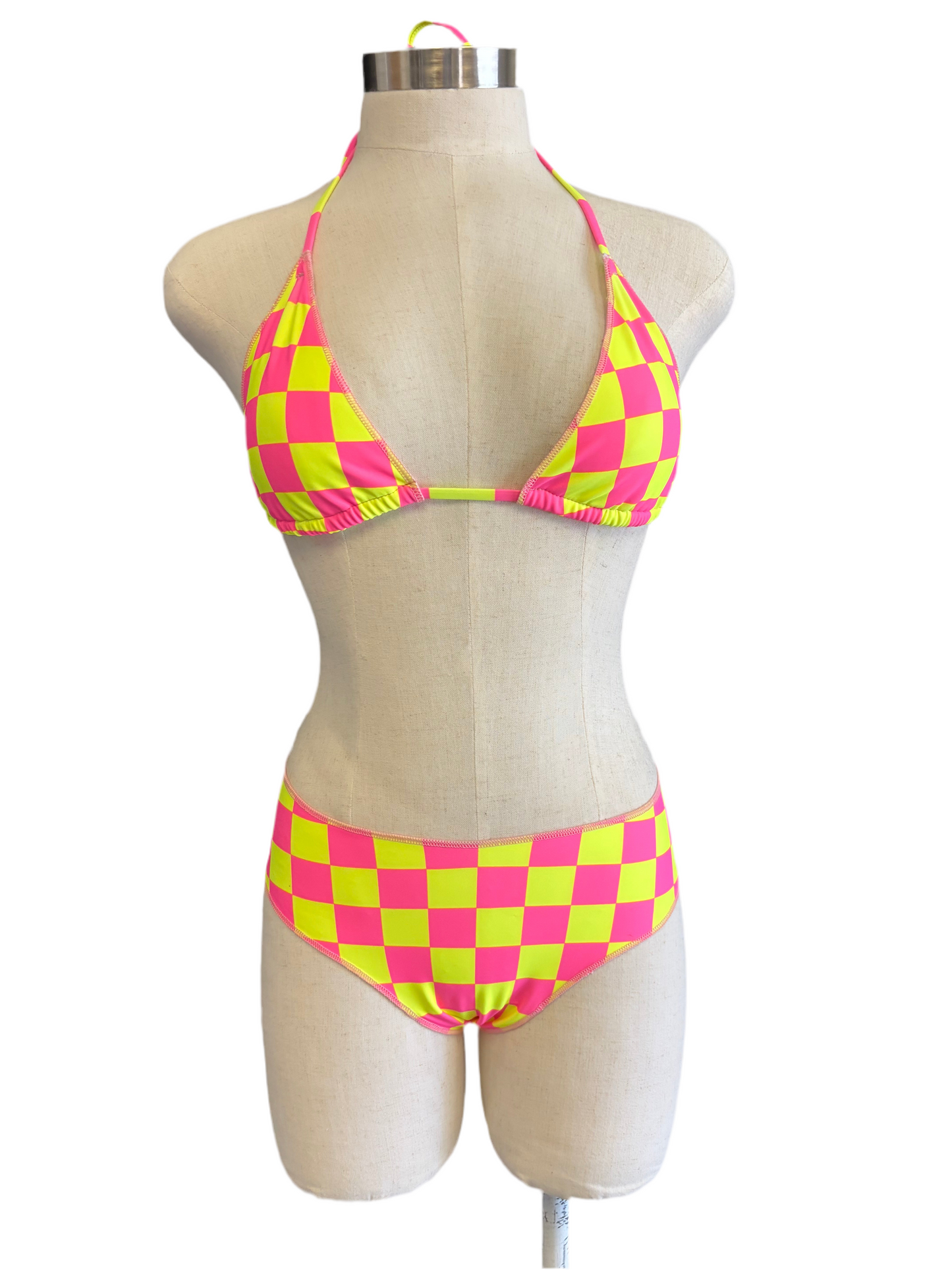 Pink & Yellow Checkered Bikini