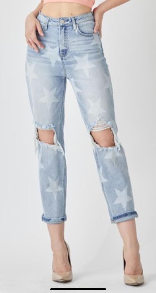 RISEN LIGHT HIGH RISE STAR JEANS