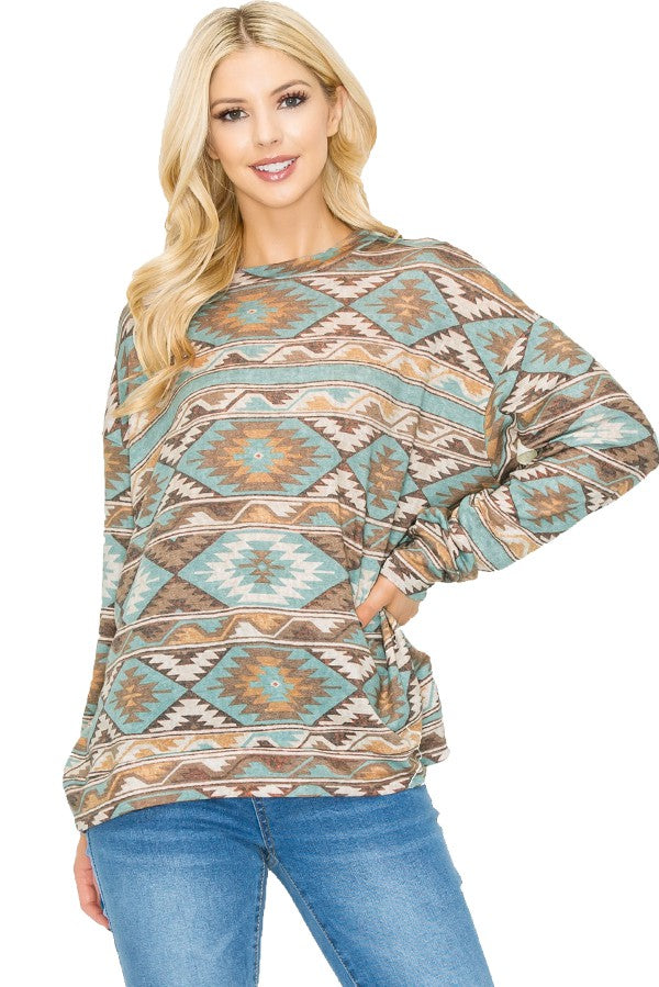 PATTERN PRINTED SOFT FRENCH TERRY SWEATSHIRT