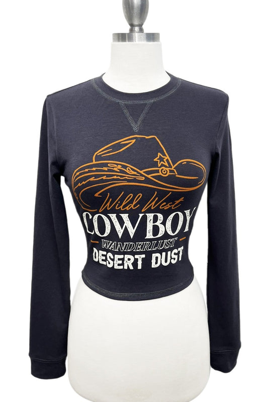 COWBOY DESERT DUST PRINT LONG SLEEVE TOP