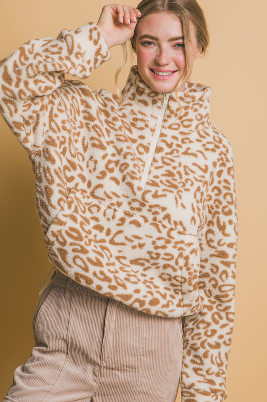 Sherpa Fleece Leopard Jacket