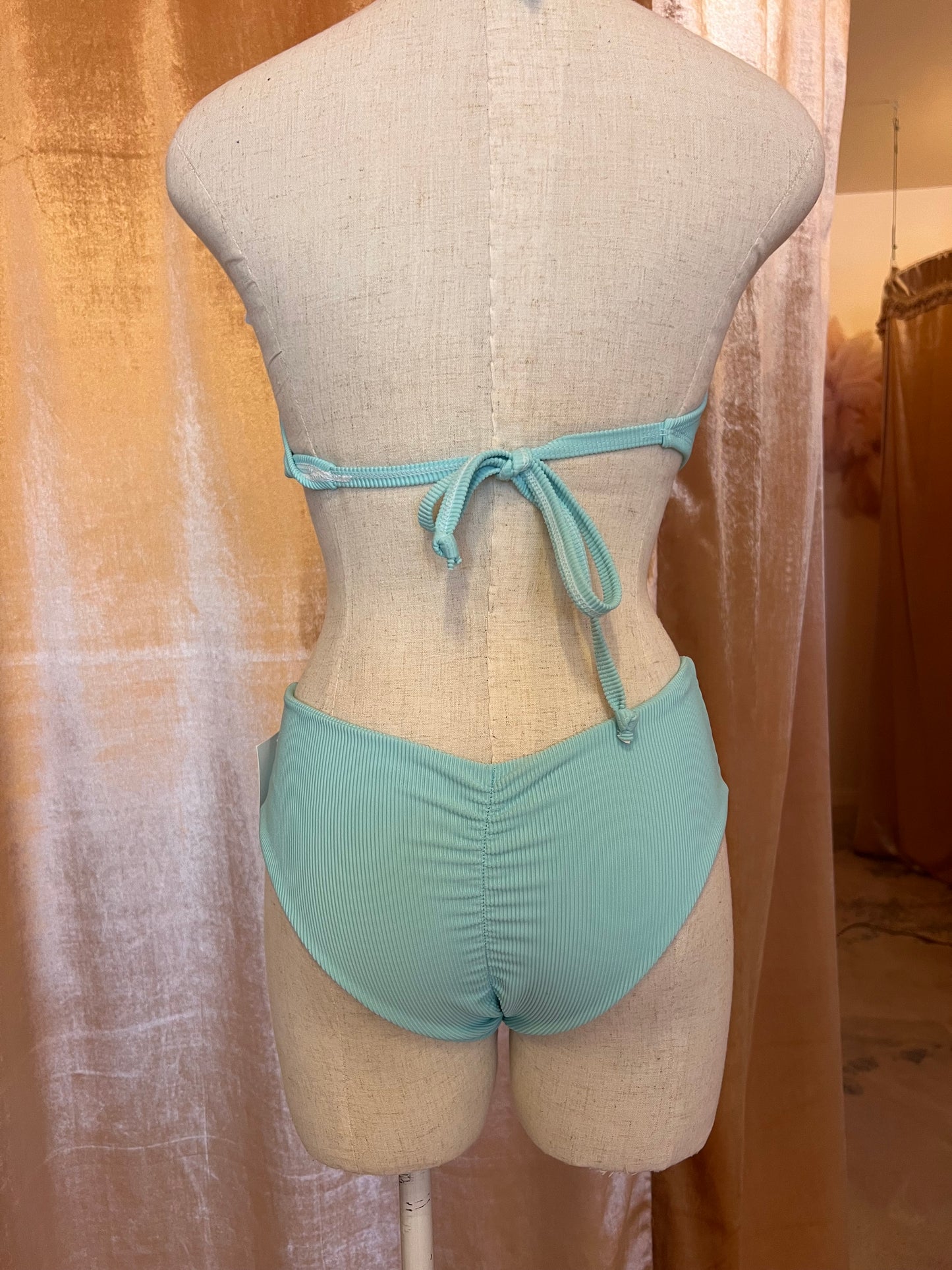 Ribbed Aqua Blue Bikini