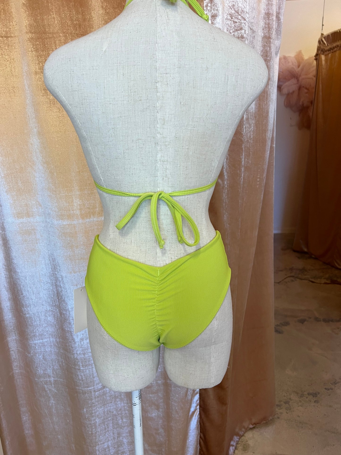 Ribbed Lime Green Bikini