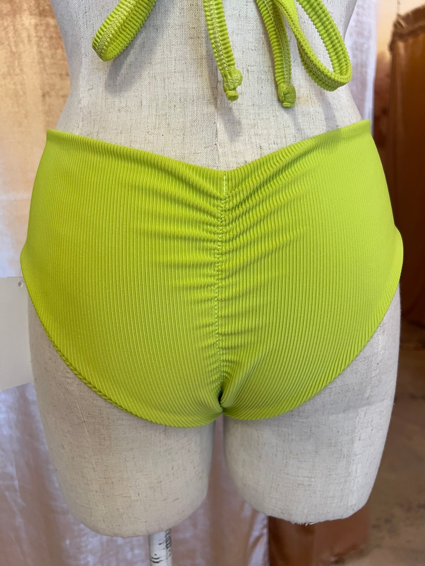 Ribbed Lime Green Bikini