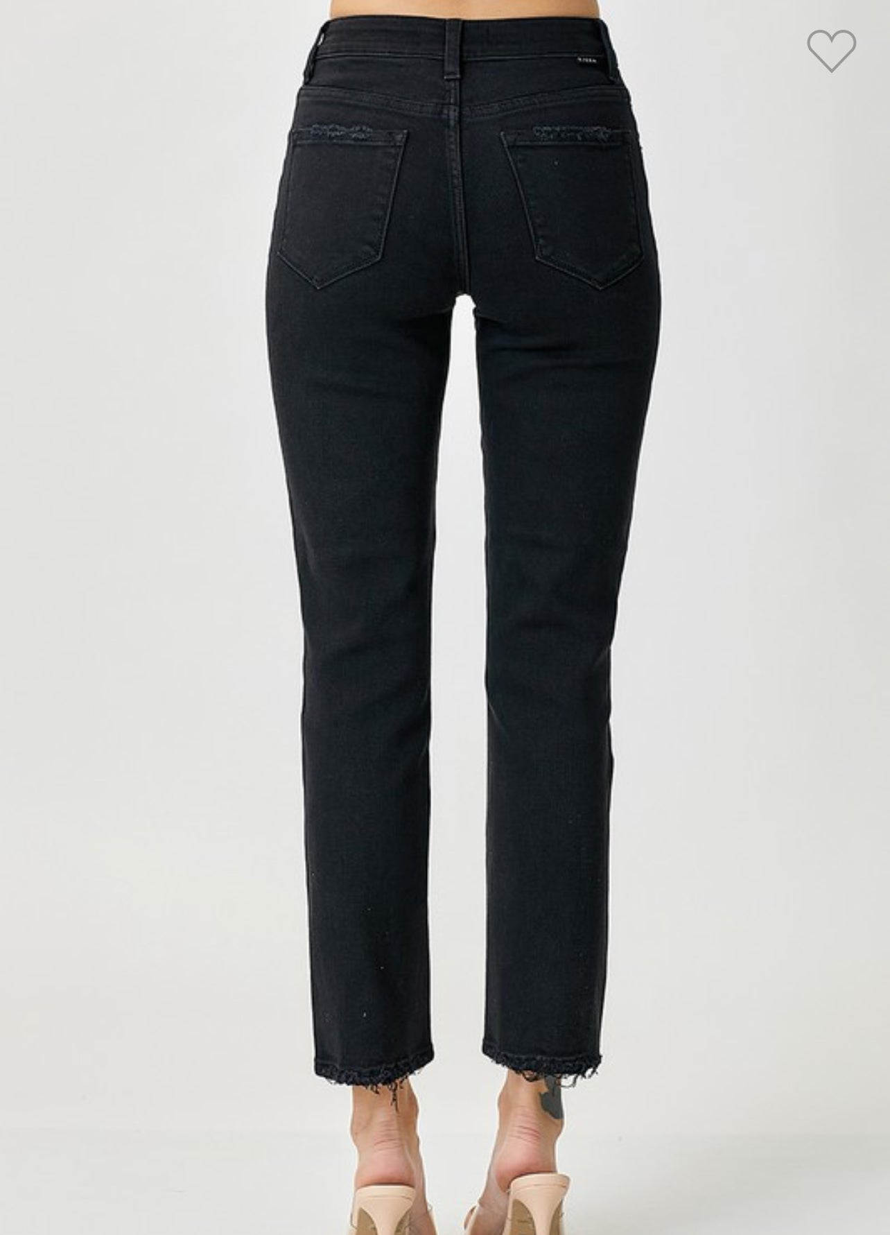 BLACK RISEN MID RISE-CROP SLIM TAPERED-BUTTON DOWN JEANS