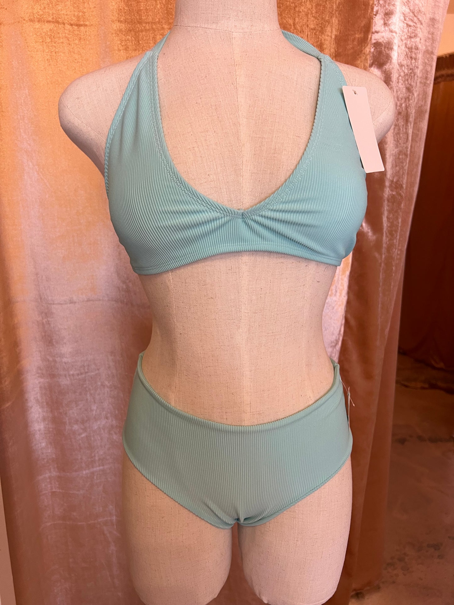 Ribbed Aqua Blue Bikini